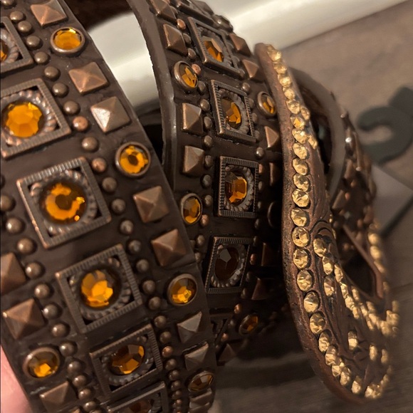 Nomad Genuine Leather Rhinestone and Metal studded,heavy floral removable buckle main image 7